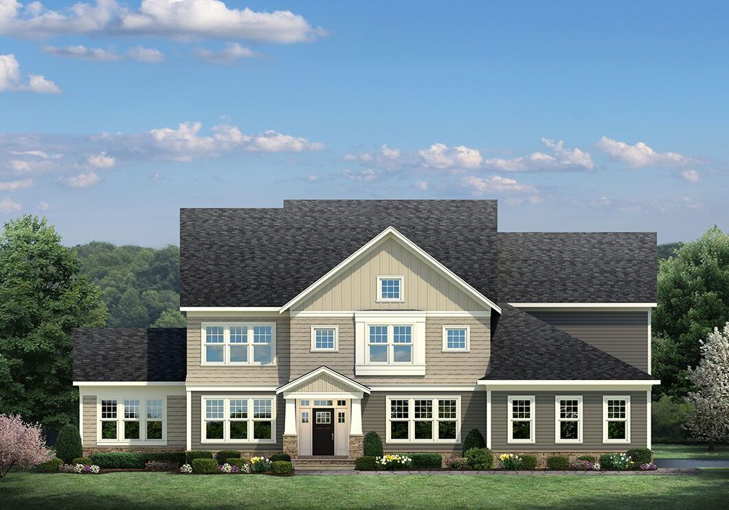 An image showing another customization option for the exterior of a CarrHomes luxury home with a different window and roofing option.